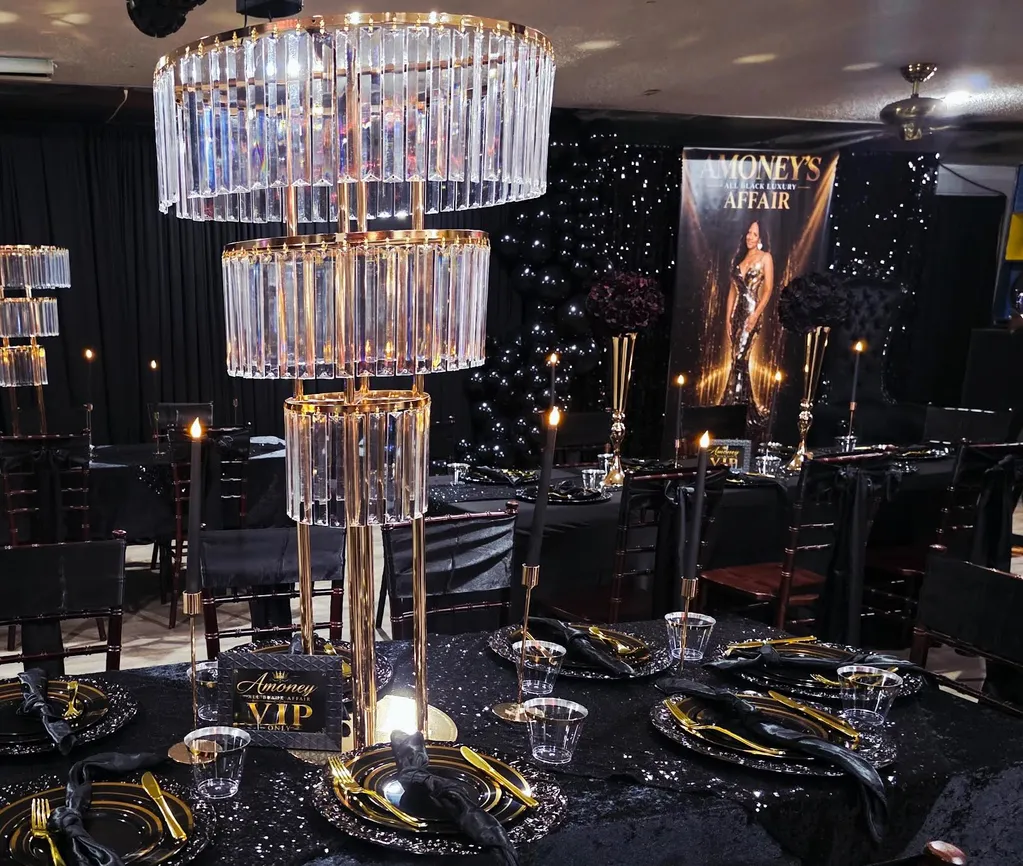 Decorated celebration setup with colorful accents